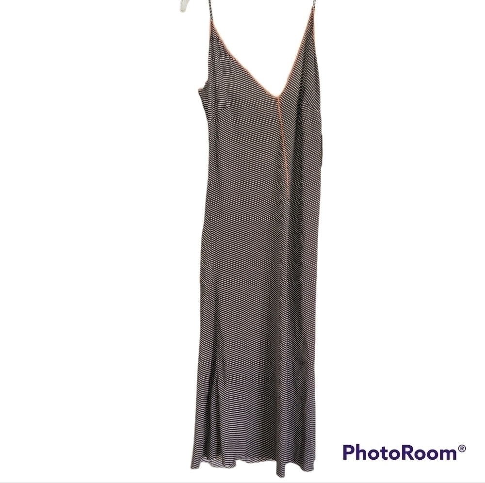 Aqc Silk Slip Black/White With Orange Stitching Dress - Picture 3 of 4